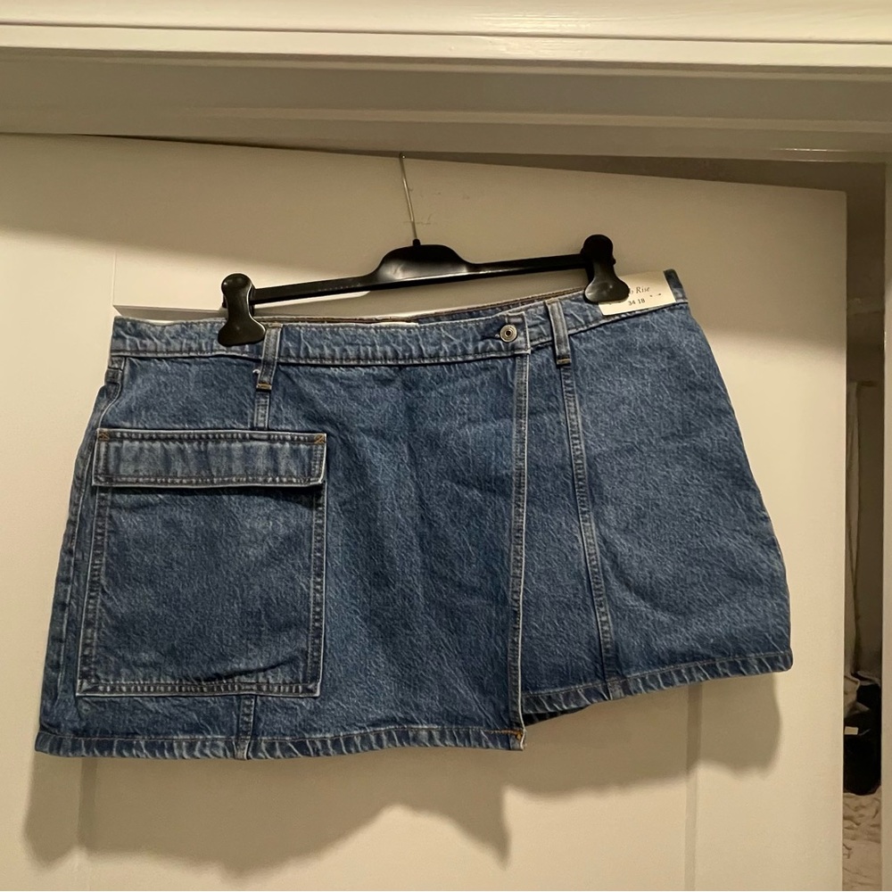 Abercrombie & Fitch Blue Denim Wrap Mini Skirt